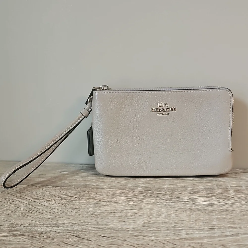 Coach Tan Pebbled Leather Wristlet
